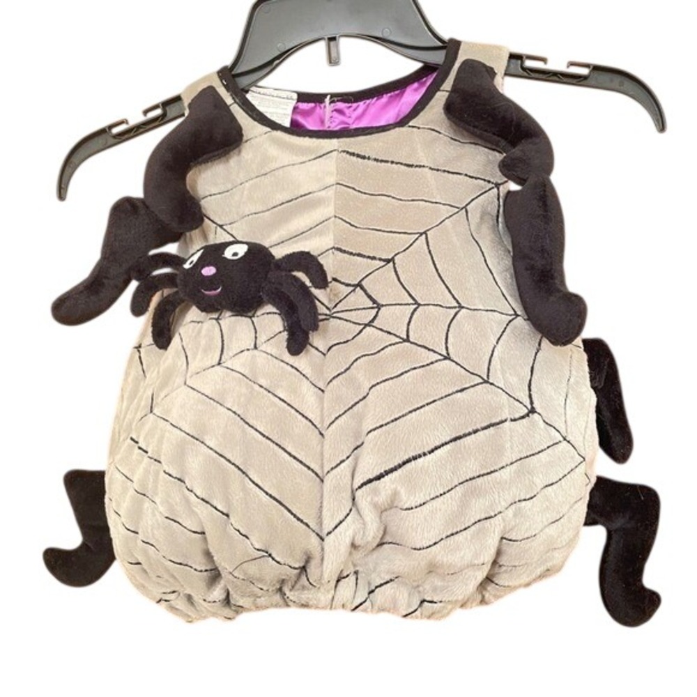 Halloween Spider Web Costume Gray Black Purple Fits Up To 24M Plush Padded Vest